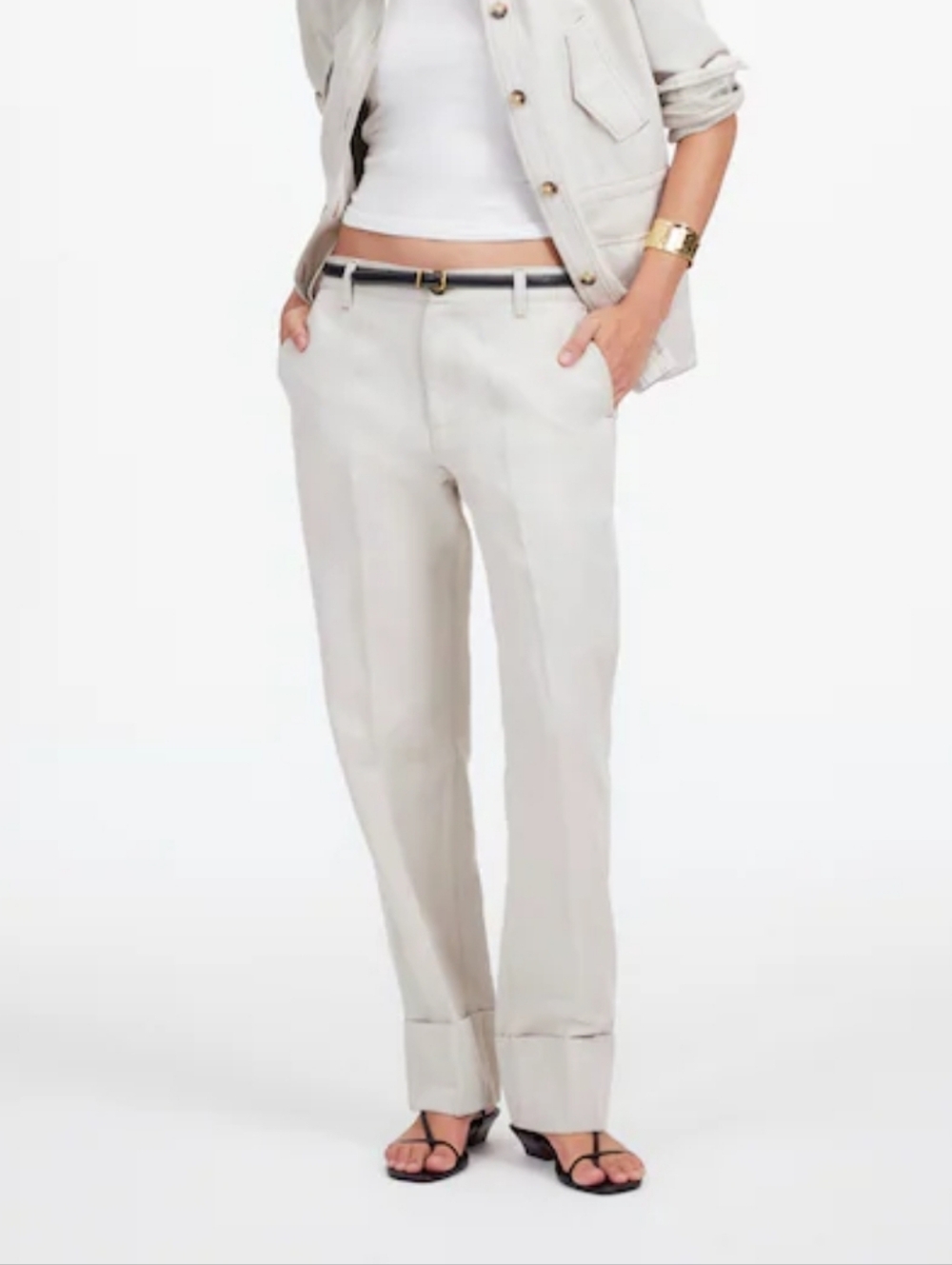 Madewell Light Beige Straight-Leg Trousers